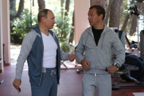 Tréning a raňajky Putina a Medvedeva