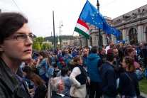Protest za zachovanie Sorosovej univerzity v Budap