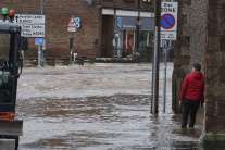 Mesto Appleby-in-Westmorland počas búrky Ciara